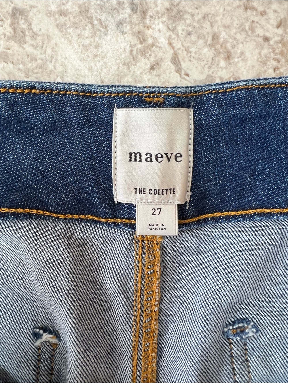 Maeve Anthropologie Colette High-Rise Wide-Leg Cropped Blue Jeans Pockets, sz 27 - Picture 9 of 13